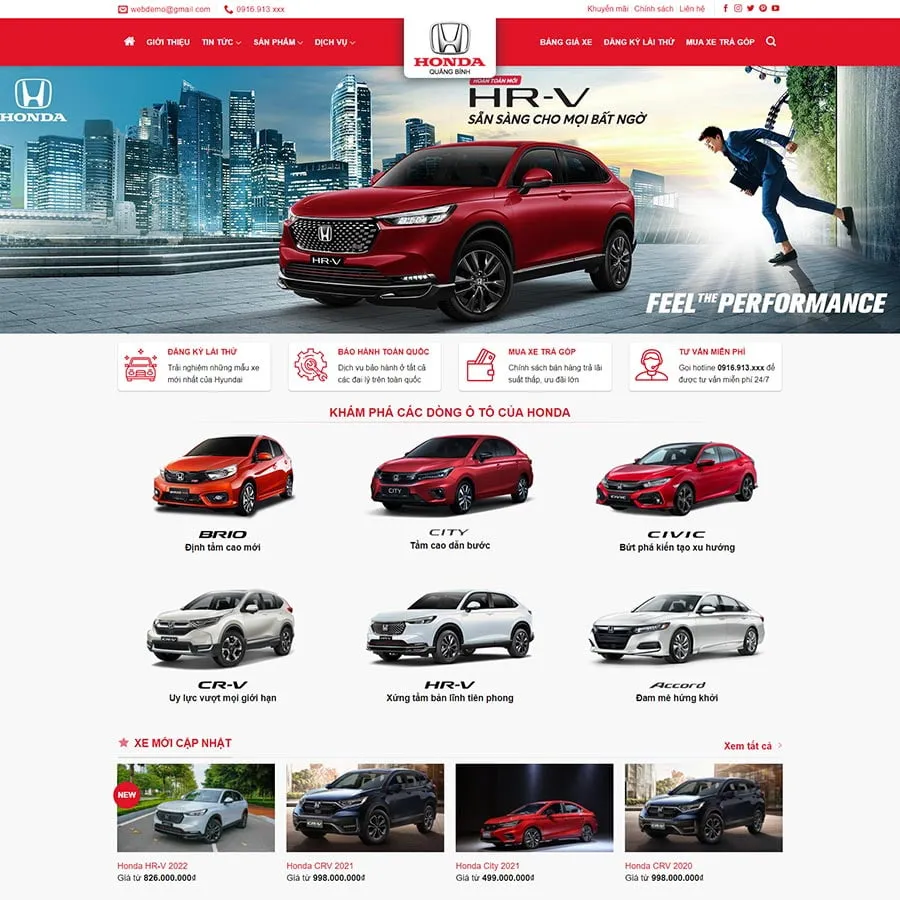 mẫu thiết kế website bán ô tô Honda 2 tmaybe
