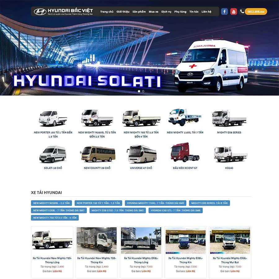 mẫu thiết kế website bán ô tô Huyndai tmaybe